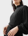 & Other Stories Belted Pleated Asymmetric Midi Dress - 12