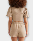 & Other Stories Buttoned Linen Crop Top - 10