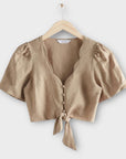 & Other Stories Buttoned Linen Crop Top - 10