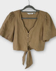 & Other Stories Buttoned Linen Crop Top - 10