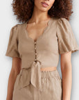 & Other Stories Buttoned Linen Crop Top - 10