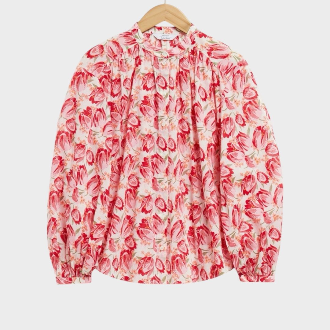 & Other Stories Loose-Fit Floral Cotton Blouse - 14