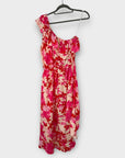 AX Paris Floral One Shoulder Frill Detail Dipped Hem Dress - 12