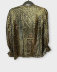 Alice + Olivia Silk Blend Metallic Elliot Ruffle Blouse - XS