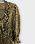 Alice + Olivia Silk Blend Metallic Elliot Ruffle Blouse - XS