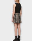 All Saints Lena Oba Leather Snake Print Skirt - 8
