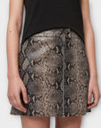 All Saints Lena Oba Leather Snake Print Skirt - 8
