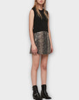 All Saints Lena Oba Leather Snake Print Skirt - 8