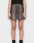 All Saints Lena Oba Leather Snake Print Skirt - 8
