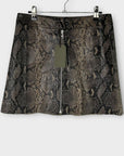 All Saints Lena Oba Leather Snake Print Skirt - 8