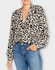 Anine Bing Lilah Silk Leopard-Print Blouse - 12 (M)