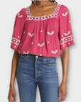 Ba&sh Jay Embroidered Square Neck Blouse - 6/8