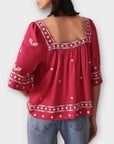 Ba&sh Jay Embroidered Square Neck Blouse - 6/8