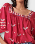 Ba&sh Jay Embroidered Square Neck Blouse - 6/8