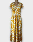 Be You Lydia Ruched Floral Maxi Dress - M