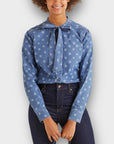 Boden Keira Bow Neck Polka Dot Shirt - 10