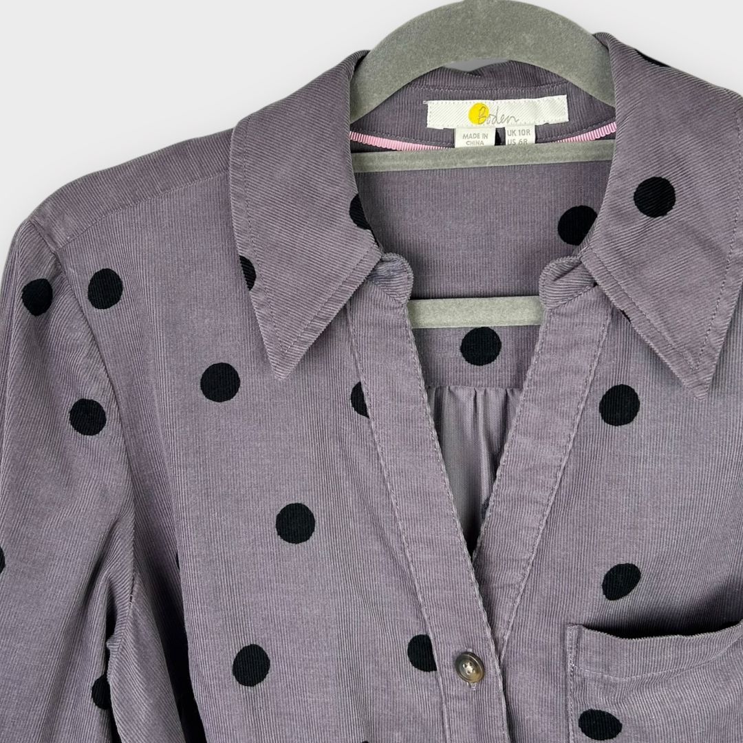 Boden Olympia Polka Dot Cord Shirt Dress - 10