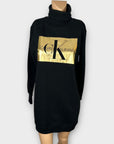 Calvin Klein Relaxed Monogram Cotton Sweatshirt Dress - 10 (S)