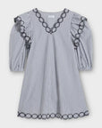 Claudie Pierlot Embroidered Organic Cotton A-line Stripe Dress - 8