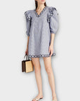 Claudie Pierlot Embroidered Organic Cotton A-line Stripe Dress - 8
