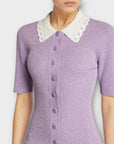 Claudie Pierlot Knit Crochet Collar Mini Dress - 10