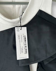 Compact Stretch Taffeta Asymmetric Ruffle Tailored Midi Dress - 10