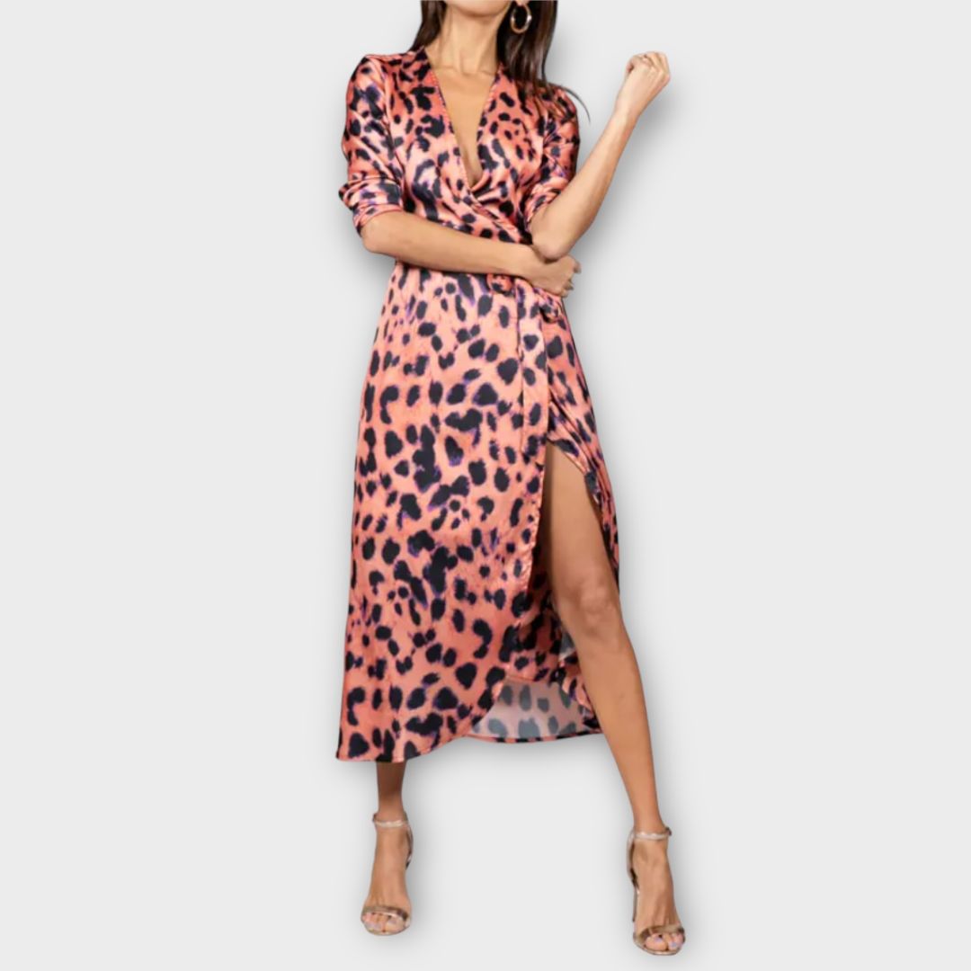 Dancing leopard wrap dress shop