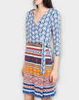 Diane Von Furstenberg Julian Desert Band Silk Jersey Wrap Dress - 8