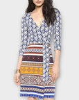 Diane Von Furstenberg Julian Desert Band Silk Jersey Wrap Dress - 8