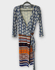 Diane Von Furstenberg Julian Desert Band Silk Jersey Wrap Dress - 8