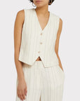 Gallery Linen Blend Pinstripe Waistcoat - 14