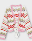 Hayley Menzies Boucle Zigzag Tie Front Cardigan - S