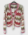 Hayley Menzies Boucle Zigzag Tie Front Cardigan - S