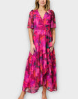 Hope & Ivy The Corinne Flutter Sleeve Maxi Wrap Dress with Tie Waist - 10