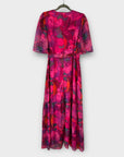 Hope & Ivy The Corinne Flutter Sleeve Maxi Wrap Dress with Tie Waist - 10