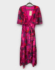 Hope & Ivy The Corinne Flutter Sleeve Maxi Wrap Dress with Tie Waist - 10