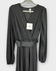 Jack Moda Shimmery Black Midi Dress - One Size ( 8 - 12)