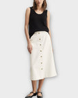 Jaeger Denim Button Front Midi Skirt - 10