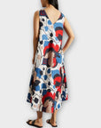 Jaeger Linen Floral V-Neck Midi Column Dress - 12