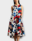 Jaeger Linen Floral V-Neck Midi Column Dress - 12