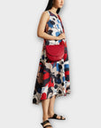 Jaeger Linen Floral V-Neck Midi Column Dress - 12