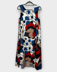 Jaeger Linen Floral V-Neck Midi Column Dress - 12