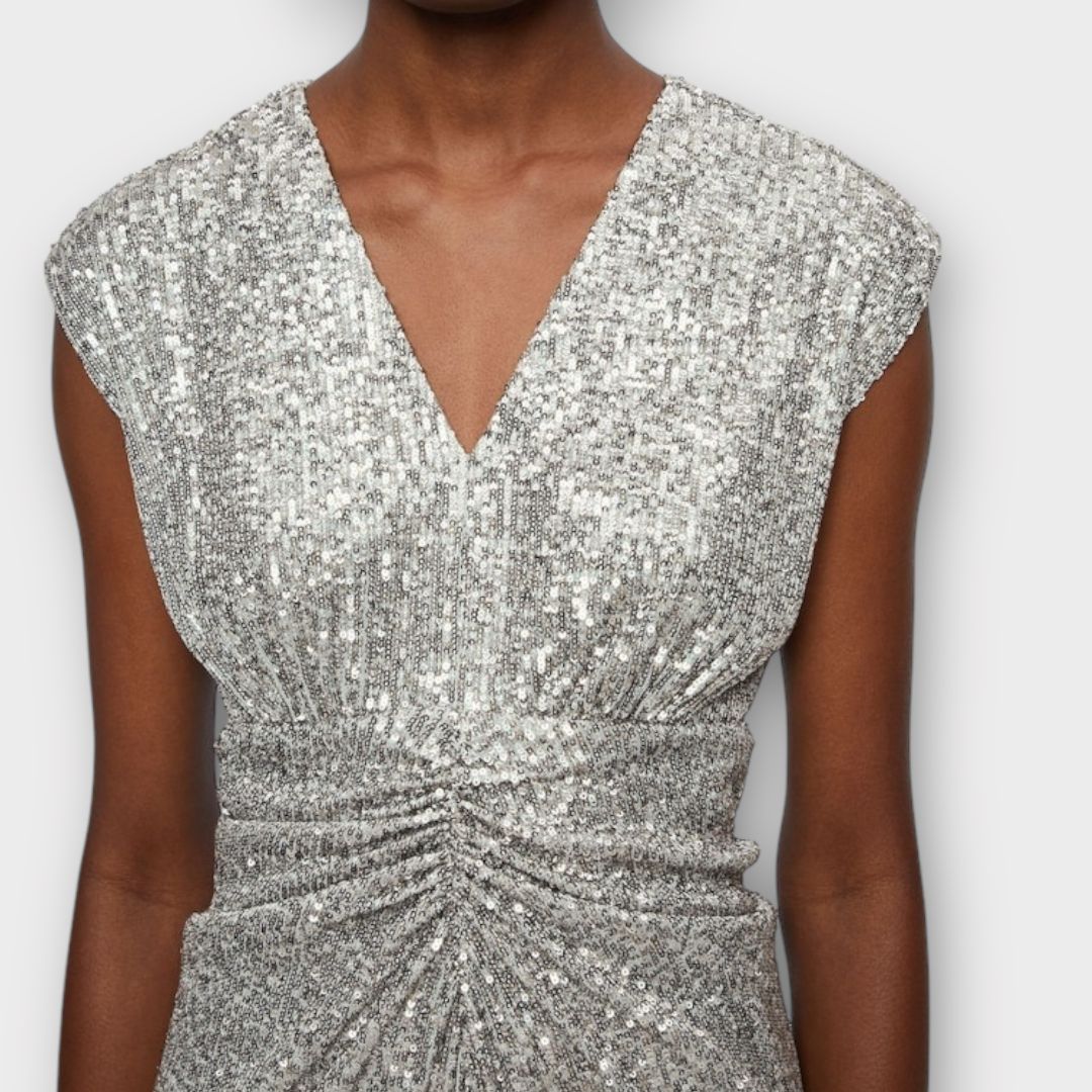 Jigsaw Sequin Ruched Midi Dress 12 2nd Ave Trading