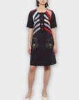 Joanne Hynes Neoprene Chevron Stripe Embellished Dress - 10/12