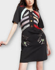 Joanne Hynes Neoprene Chevron Stripe Embellished Dress - 10/12