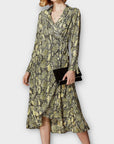 Karen Millen Snake Print Wrap Midi Dress - 16