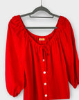 Kitri Esther Balloon Linen Blend Top - XS/S