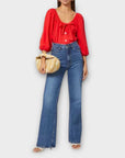 Kitri Esther Balloon Linen Blend Top - XS/S
