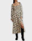 Kitri Jolene Animal Spot Shirred Dress - 10 (S)