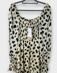 Kitri Jolene Animal Spot Shirred Dress - 10 (S)